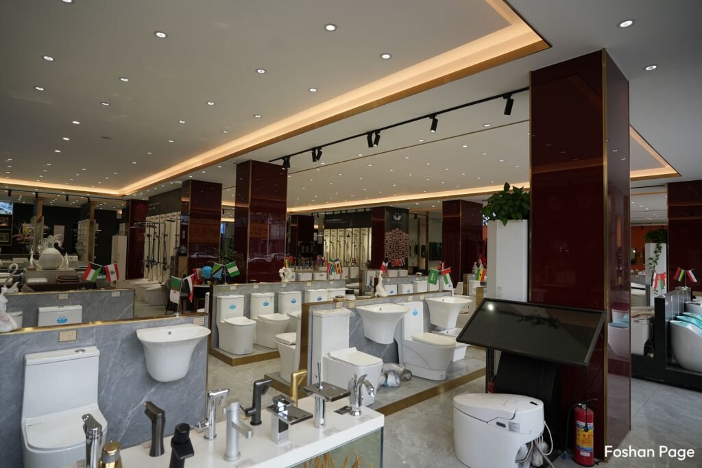 inside the Foshan Sanitary Ware Supplier showroom