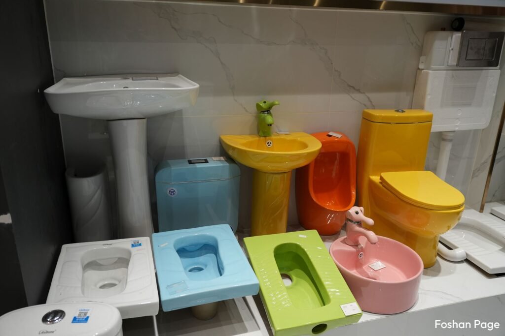 squat toilets in the Foshan Sanitary Ware Supplier showroom