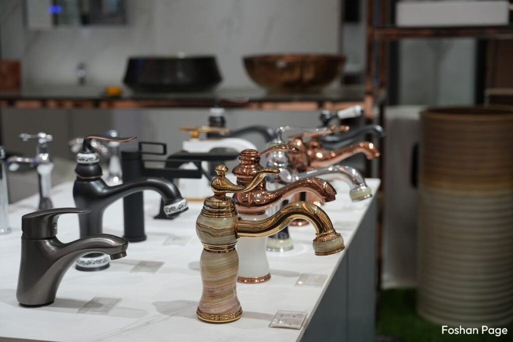 taps of in the Foshan Sanitary Ware Supplier showroom