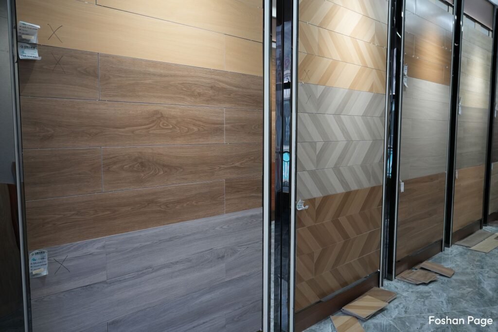 wooden flooring tiles in Huada Ceramics Sanitarywares Building Materials City